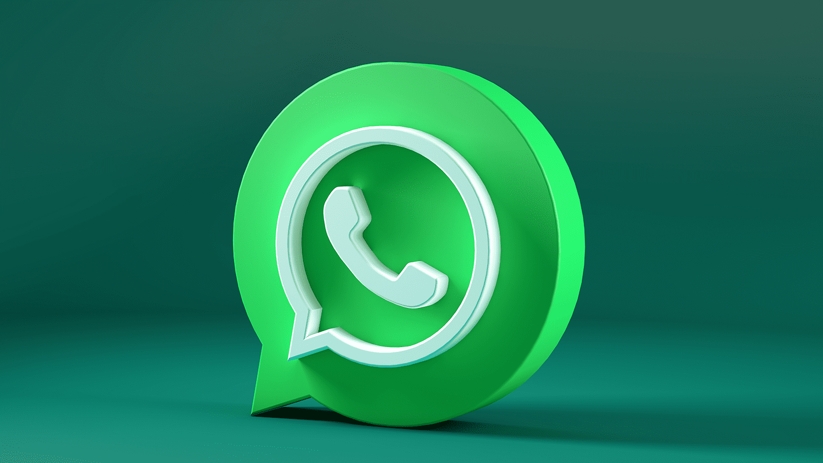 Logo do WhatsApp no formato 3D sobre um fundo verde.