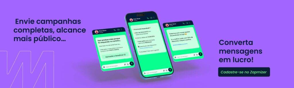 Banner de divulgação do Zapmizer, uma ferramenta online de gestão do WhatsApp. 