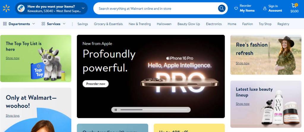 Print do site da empresa Walmart.