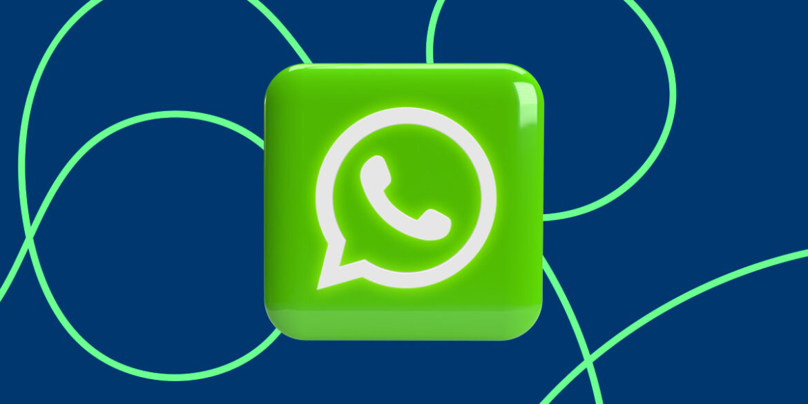 Recompensas Digitais no WhatsApp - a imagem que ilustra o tema tem o fundo azul escuro com uma linha verde fazendo ondas sobre o fundo e no meio tem a logo do WhatsApp.