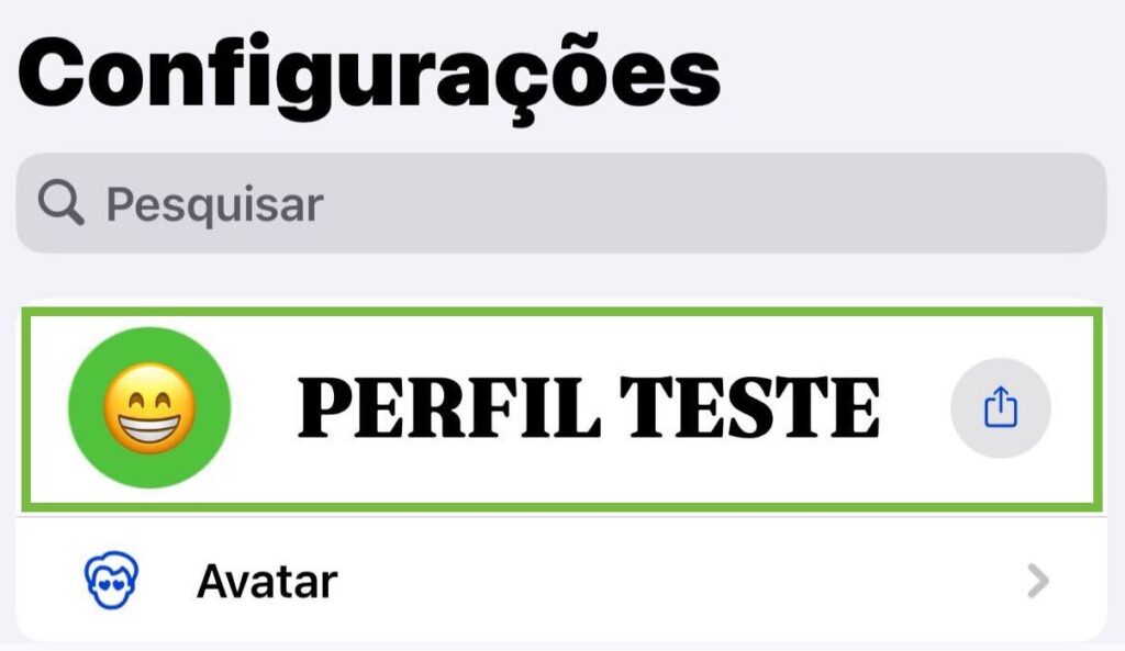 Print do painel de configurações onde fica a imagem de perfil de uma conta comercial. 