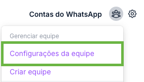 Print do painel onde aparece a opção configurações do time para adicionar os membros. 