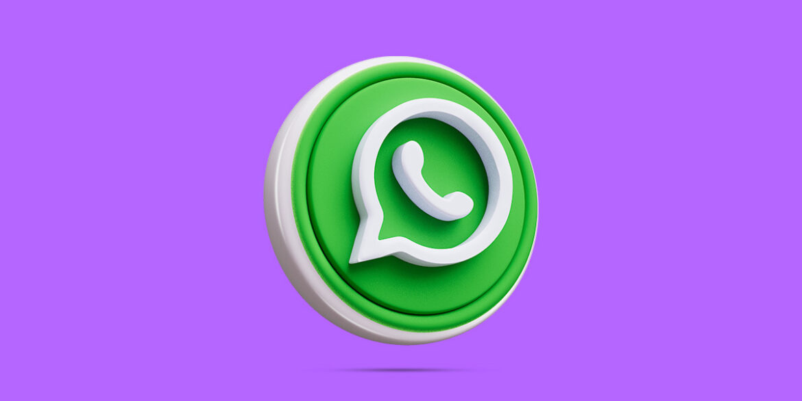 fundo roxo com logotipo do whatsapp no centro