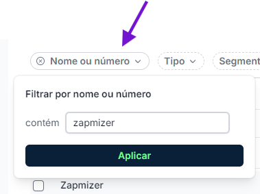 filtro de busca do zapmizer
