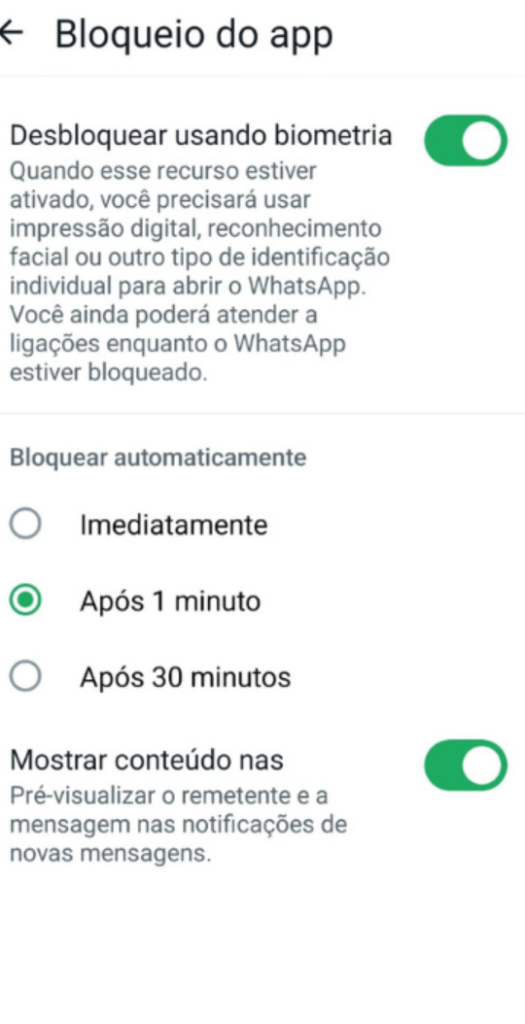 Tela de whatsapp android