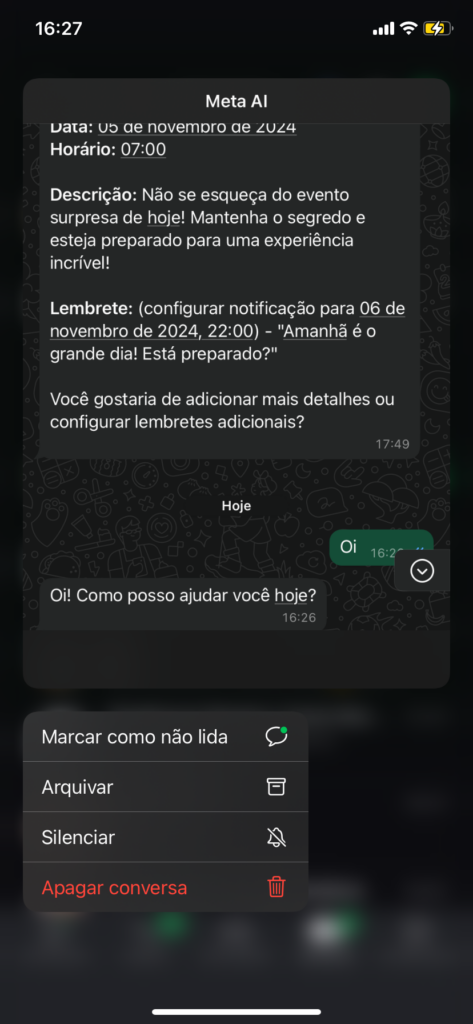 apagando o chat do Meta AI