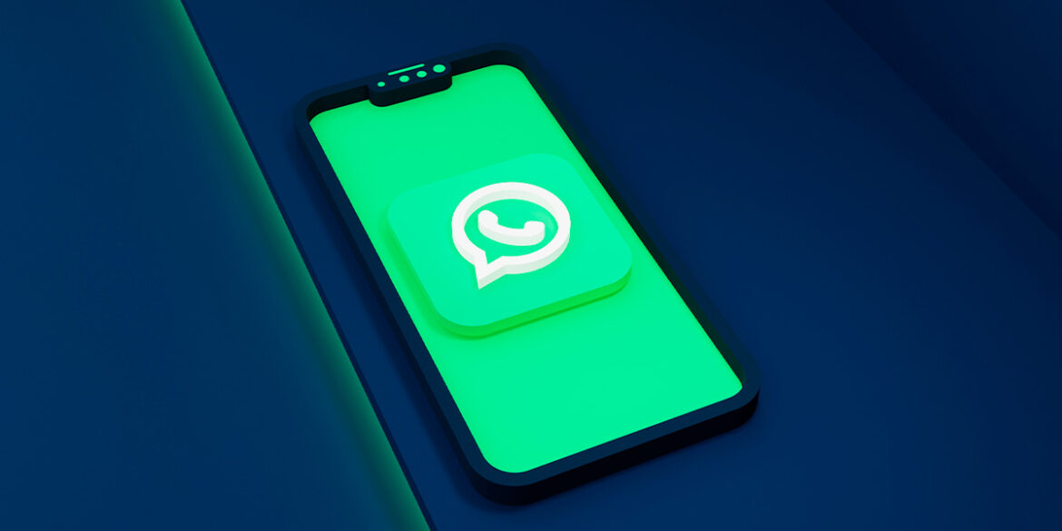 Arte de um celular com o logotipo do WhatsApp