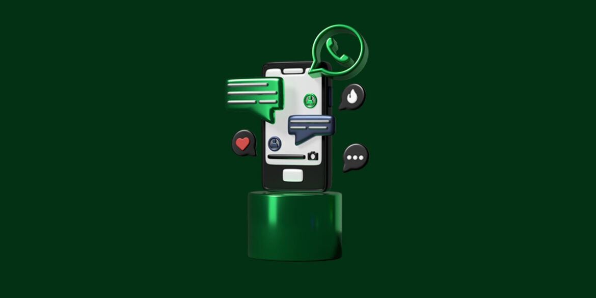 arte de um telefone com o logotipo do WhatsApp